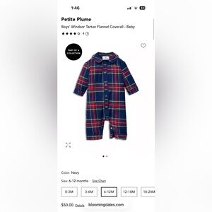 Petite Plume Windsor tartan romper 6/12 months